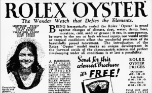 The Rolex Oyster Perpetual (1926), highlighted in this newsclipping of which swimmer Mercedes Gleitze would popularize this timepiece, after successfully swimming across the English Channel, wearing the Rolex. 