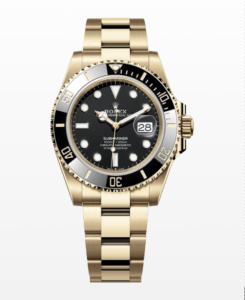 All-18k yellow gold Submariner Ref. 126618LB with black dial and bezel accents, priced at $39,000.