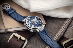 Blue Breguet watch with navy dial and strap 