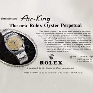 A vintage ad for the Air-King which is Rolex's line of Oyster Perpetuals dedicated to aviation, with pilots all around the world having it as their go-to. 