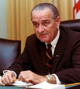 Former president Lyndon B. Johnson wearing the Day-Date Rolex, of which would garner the name "Presidential Rolex". 